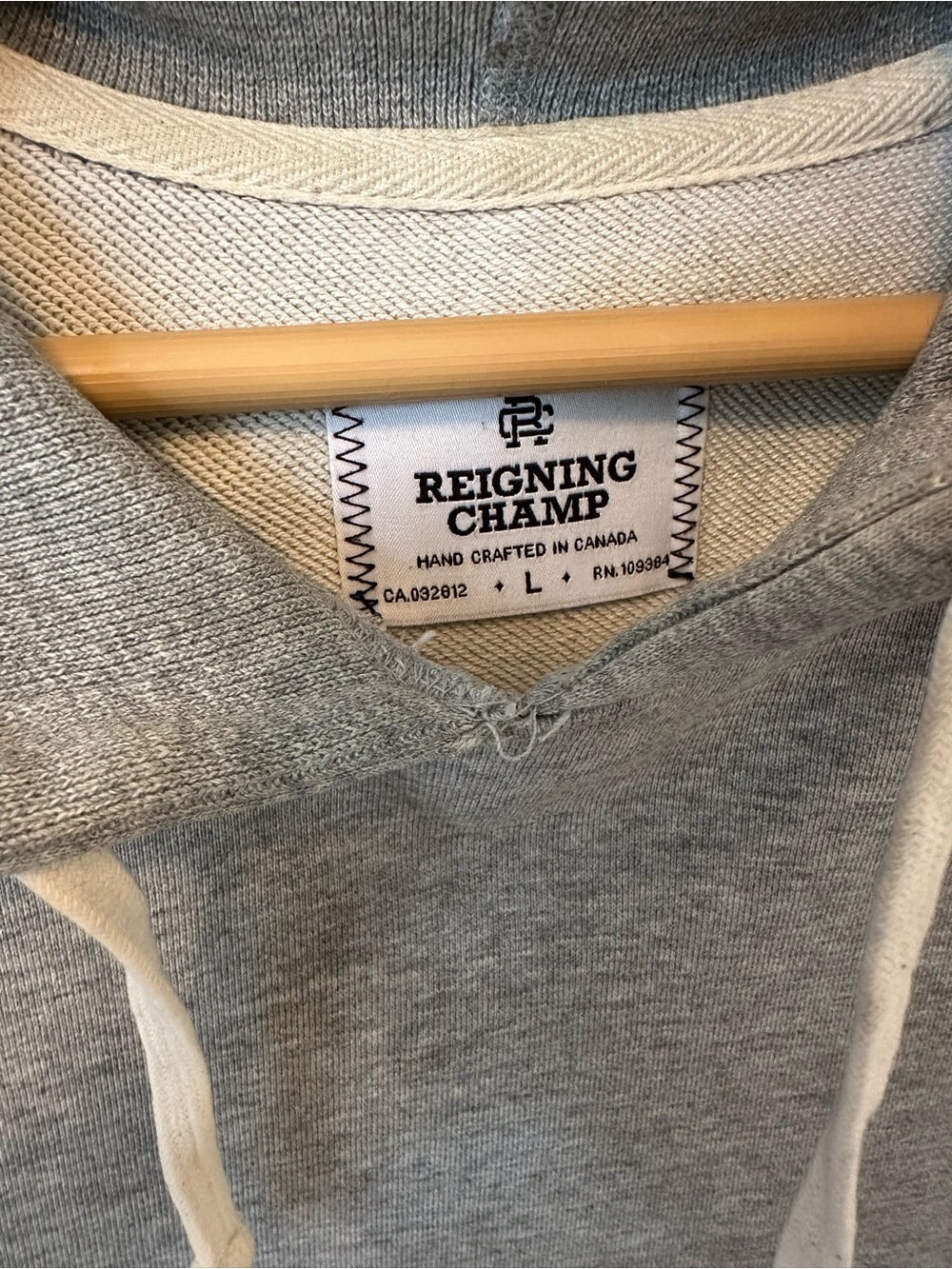 MADE IN CANADA (before buyout) Reigning Champ Men's Light Gray Pullover Hoodie